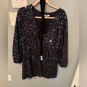 Black sequin BB Dakota by Steve Madden long sleeve dress size XL